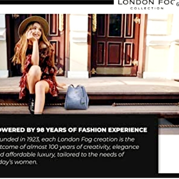 London Fog Shoulder Bag Vegan Leather Blue - Picture 7 of 9